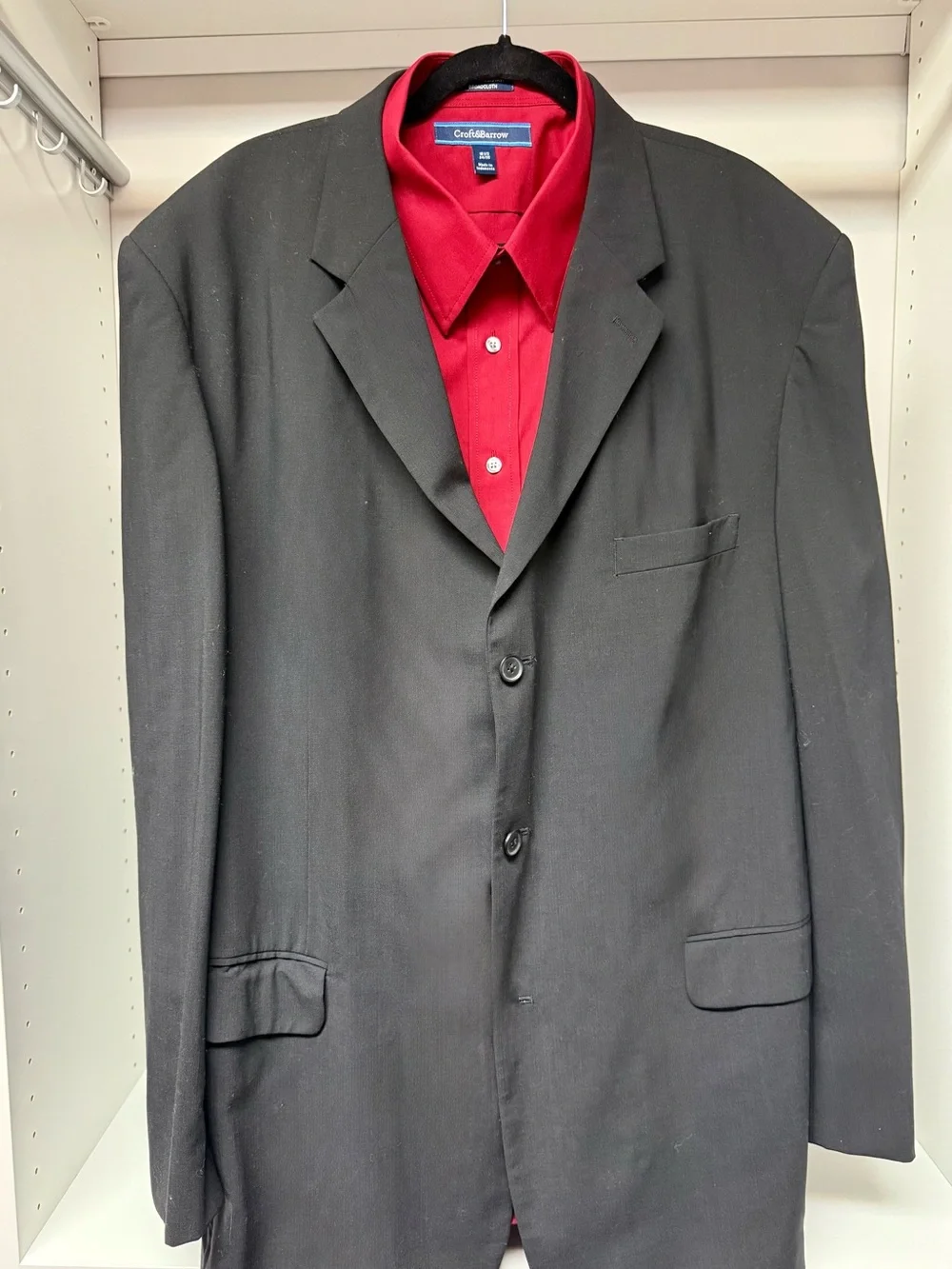 Black Suit with Red Dress Shirt